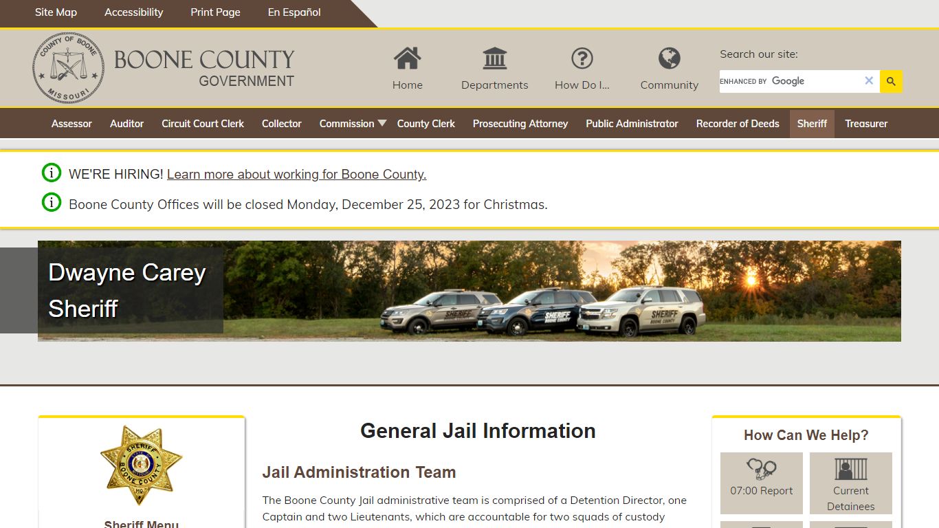 Boone County Jail - General Jail Information