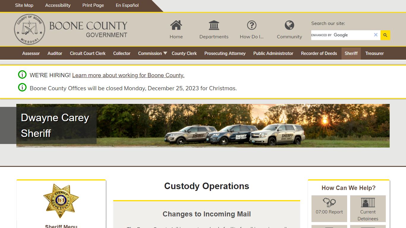 Jail Custody Operations - Boone County, Missouri