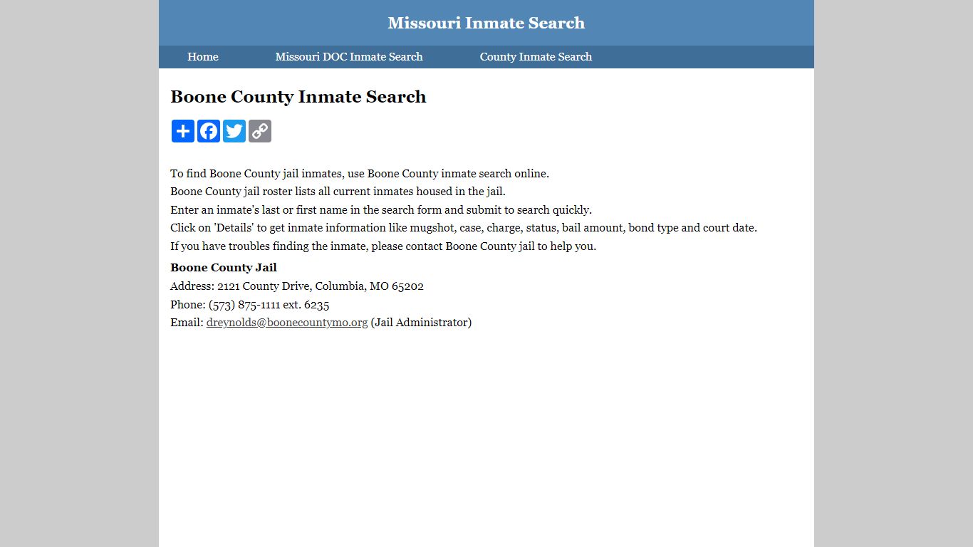 Boone County Inmate Search